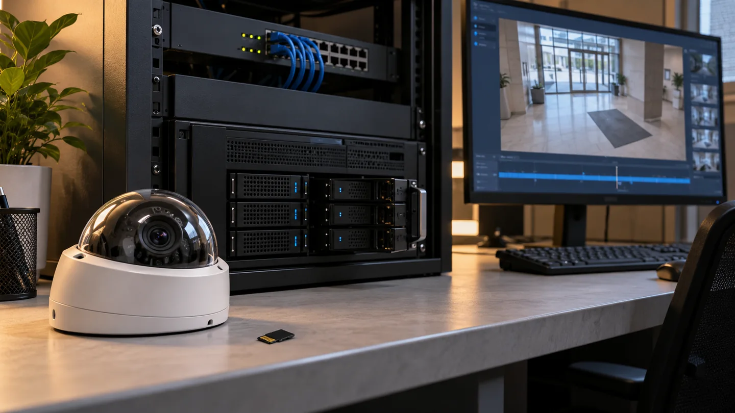 AI-generated concept: Local video recorder, camera and removable memory card