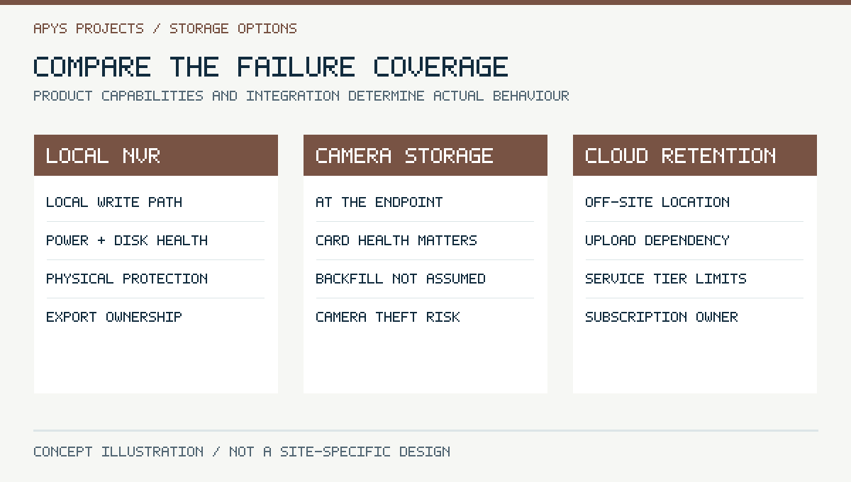 Compare the failure coverage. Product capabilities and integration determine actual behaviour. Original conceptual technical illustration.