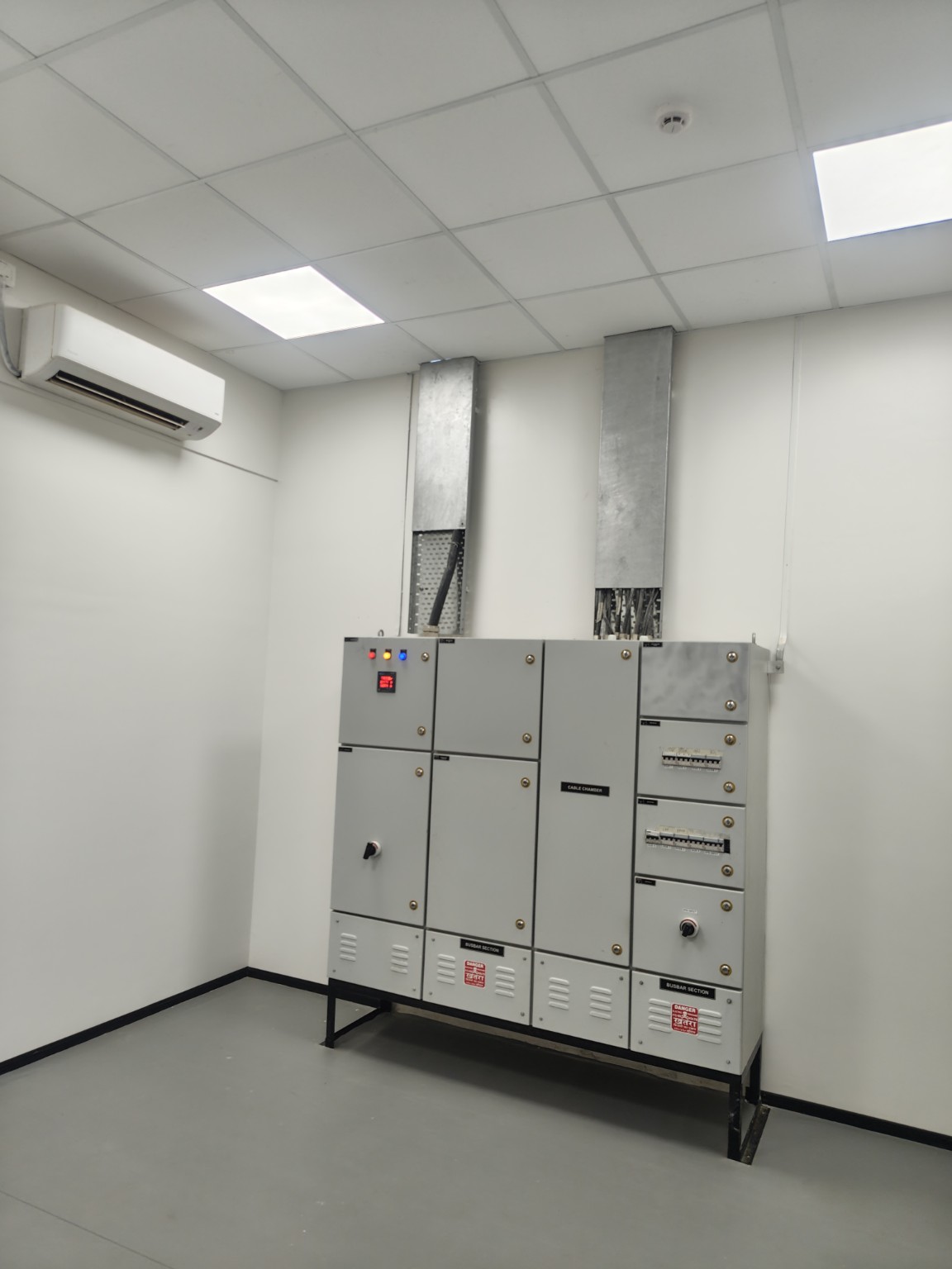 Electrical panel with incoming cable routes at Group Surya, Indapur
